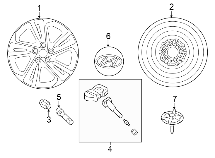 Diagram WHEELS. for your 2010 Hyundai Elantra   