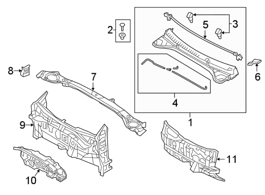 Diagram COWL. for your Hyundai