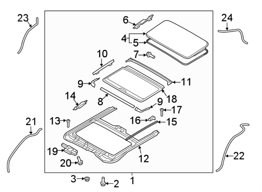 Diagram W/SUNROOF. for your 2022 Hyundai Palisade   