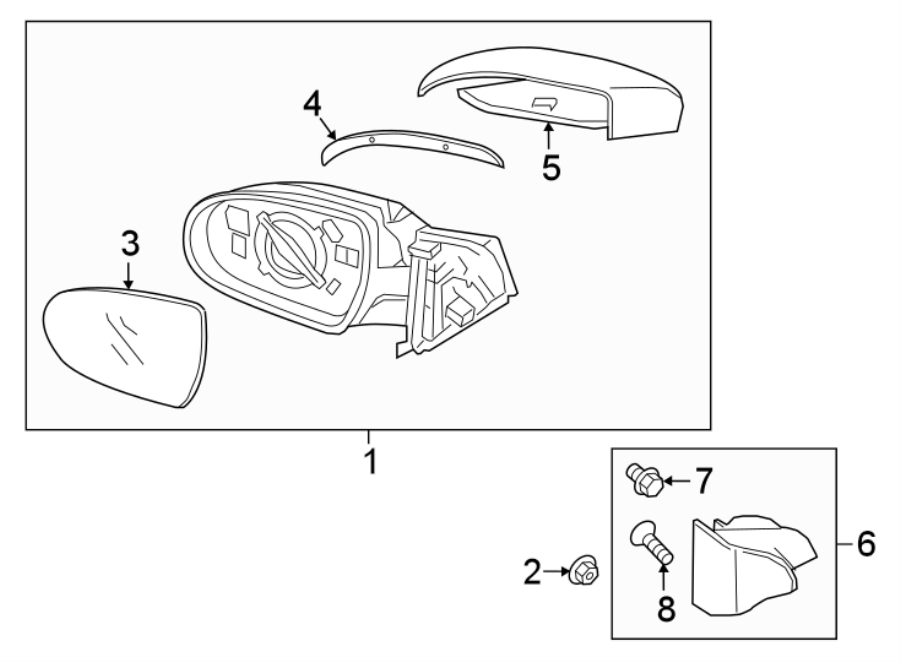 Diagram FRONT DOOR. OUTSIDE MIRRORS. for your 2021 Hyundai Santa Fe  Hybrid SEL Premium Sport Utility 