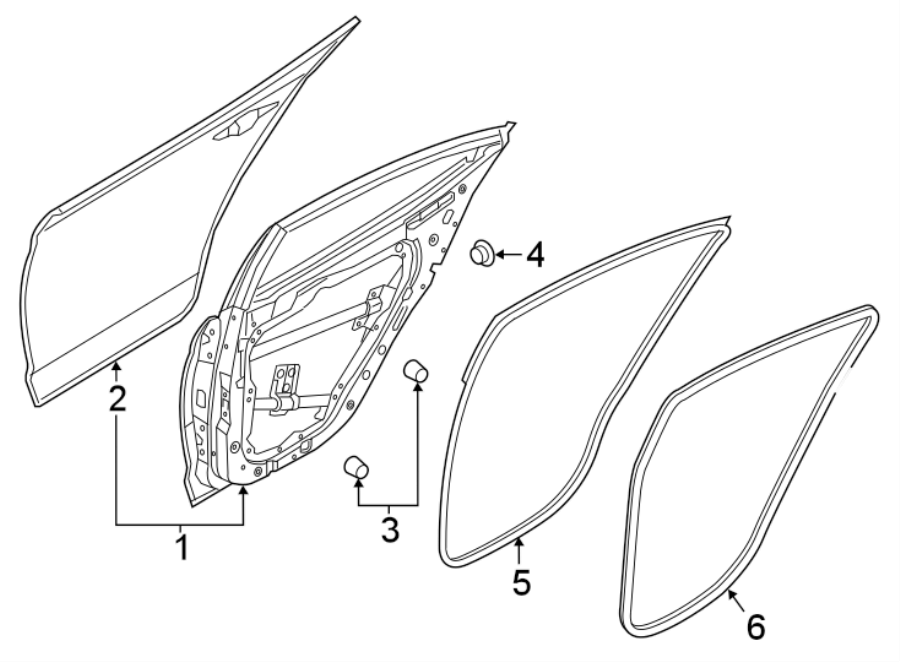 Diagram REAR DOOR. DOOR & COMPONENTS. for your 2021 Hyundai Venue   