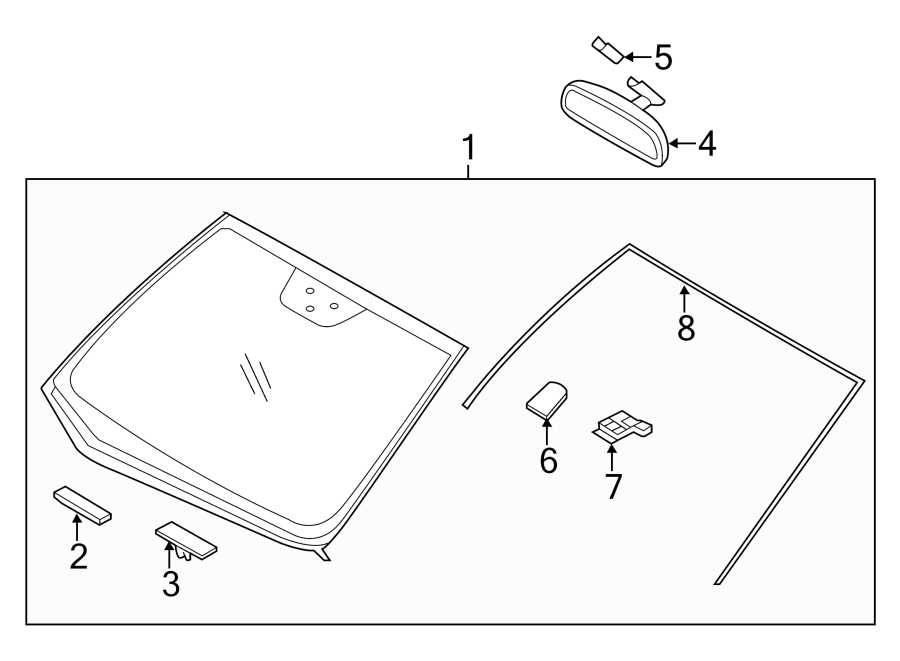 Diagram WINDSHIELD. GLASS. REVEAL MOLDINGS. for your Hyundai