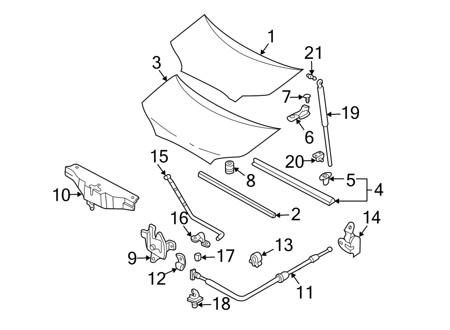 Diagram HOOD & GRILLE. HOOD & COMPONENTS. for your 2010 Hyundai Veracruz   