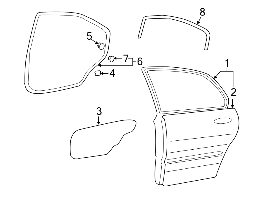 Diagram REAR DOOR. DOOR & COMPONENTS. for your 2007 Hyundai Sonata   