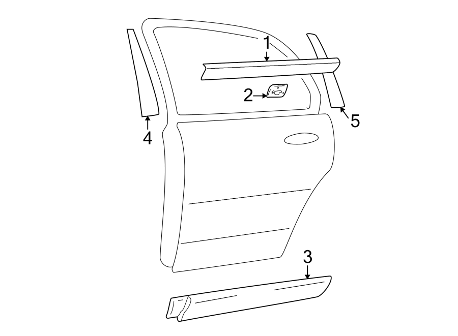 Diagram REAR DOOR. EXTERIOR TRIM. for your 2011 Hyundai Veracruz   