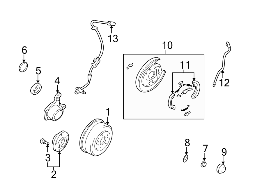 Diagram REAR SUSPENSION. BRAKE COMPONENTS. for your Hyundai Santa Fe  