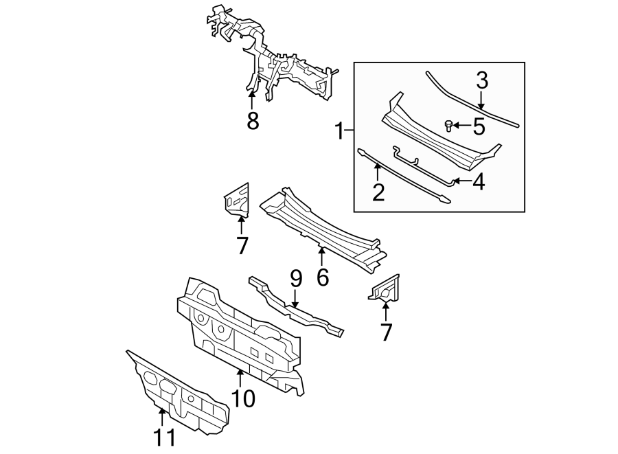 Diagram COWL. for your 2020 Hyundai Veloster N   