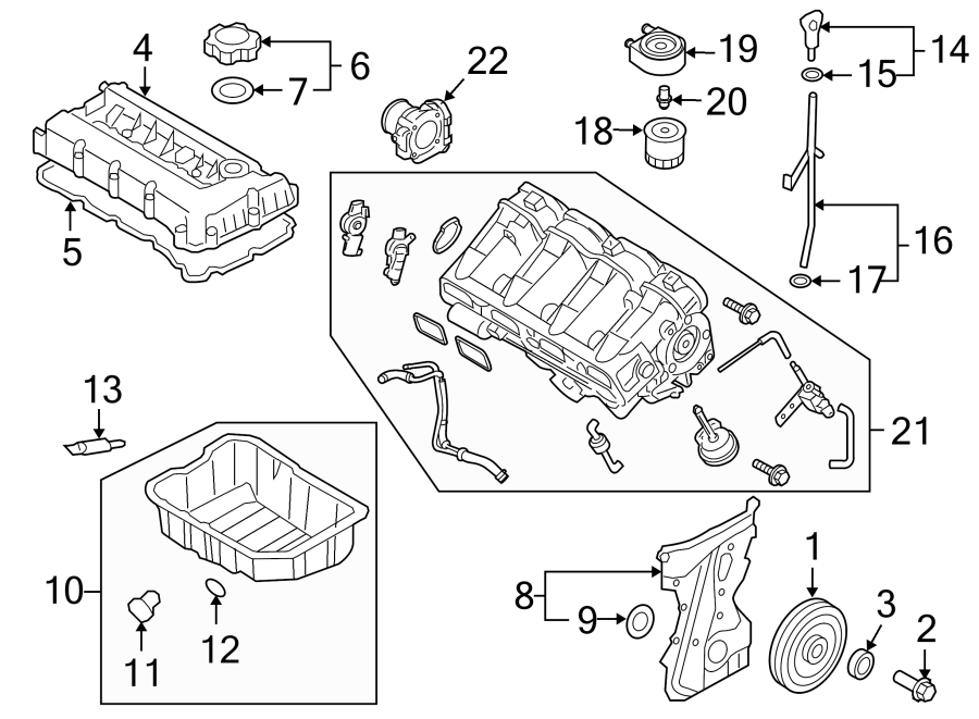 Diagram ENGINE PARTS. for your 2015 Hyundai Elantra   