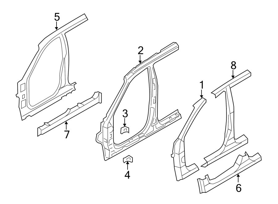 Diagram PILLARS. ROCKER & FLOOR. CENTER PILLAR. HINGE PILLAR. for your 2007 Hyundai Tucson   