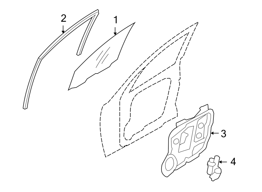 Diagram FRONT DOOR. GLASS & HARDWARE. for your 2015 Hyundai Accent  Sport Hatchback 