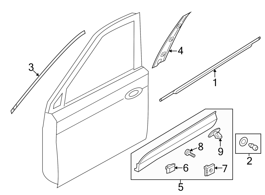 Diagram FRONT DOOR. EXTERIOR TRIM. for your Hyundai