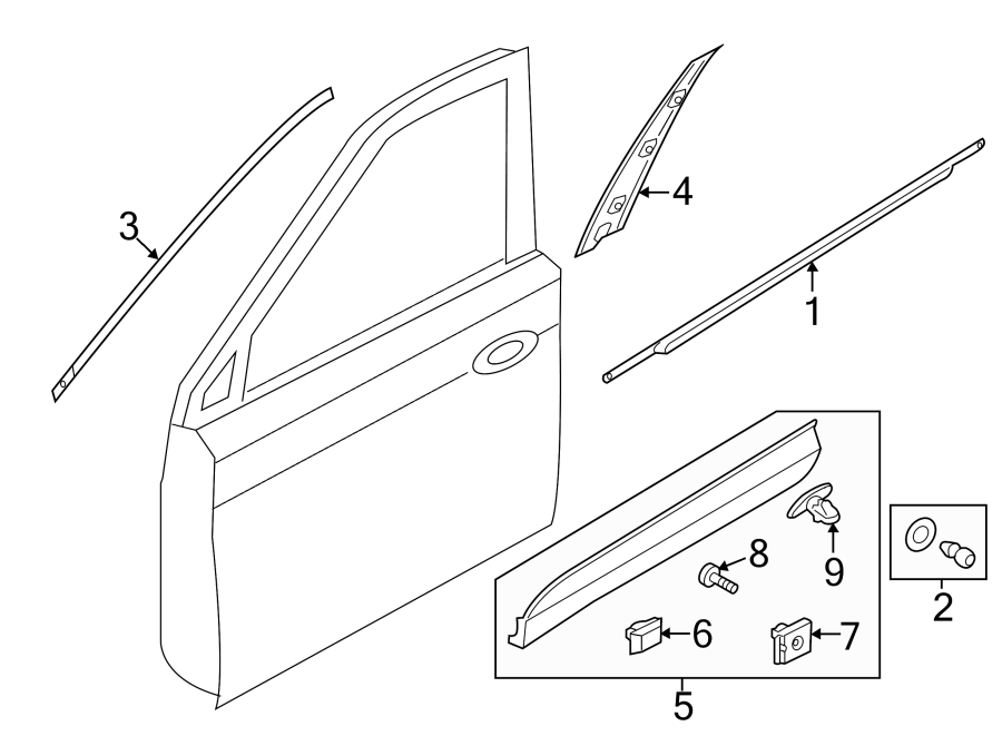 Diagram FRONT DOOR. EXTERIOR TRIM. for your Hyundai