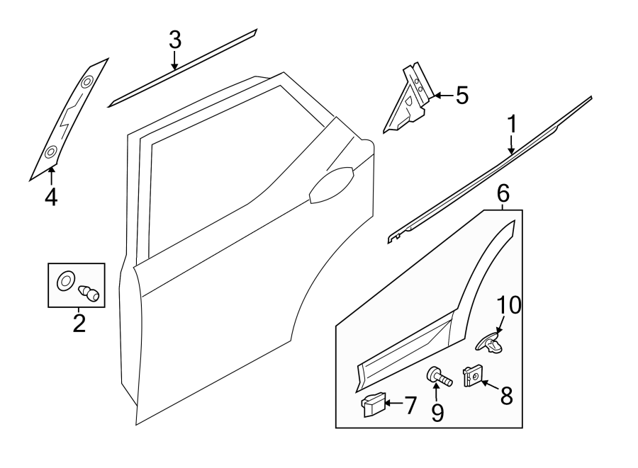 Diagram REAR DOOR. EXTERIOR TRIM. for your Hyundai