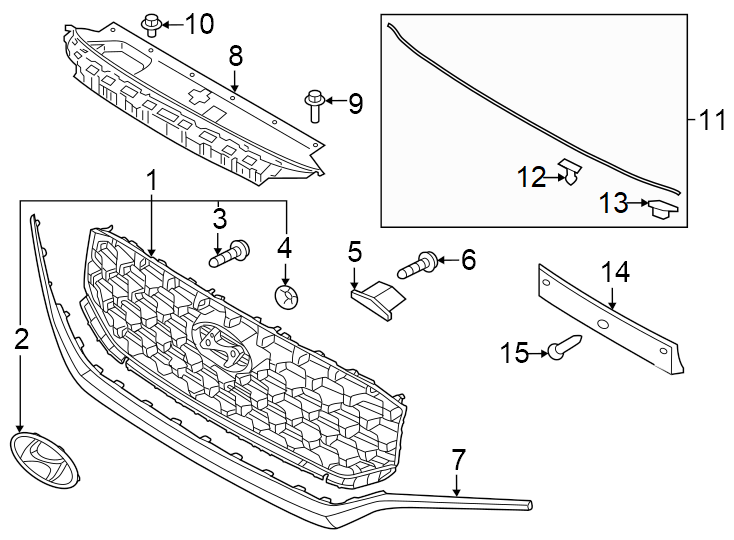 12Front bumper & grille.https://images.simplepart.com/images/parts/motor/fullsize/1064008.png