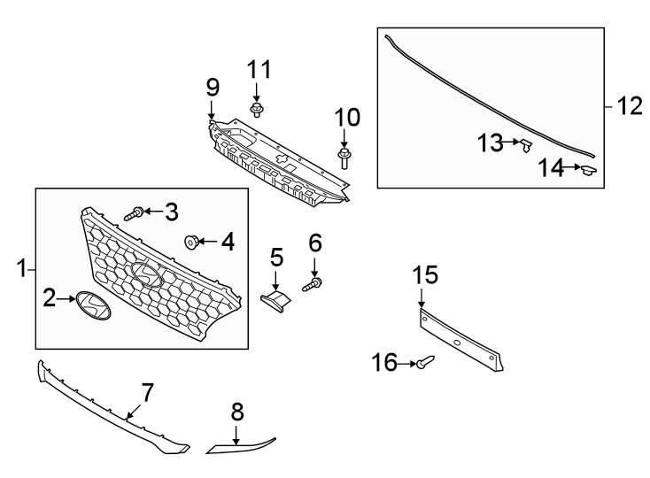 14Front bumper & grille. Grille & components.https://images.simplepart.com/images/parts/motor/fullsize/1064017.png