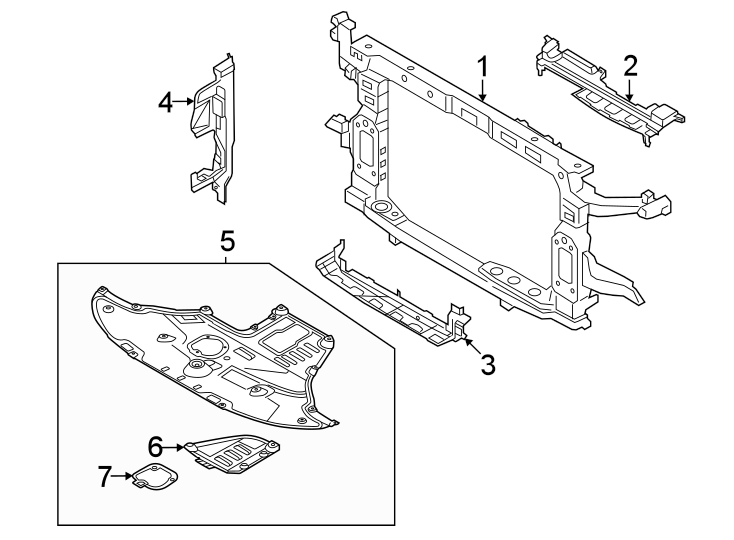 4Radiator support. Splash shields.https://images.simplepart.com/images/parts/motor/fullsize/1064054.png