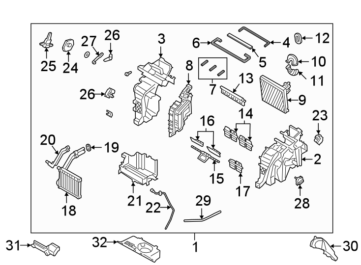 14Air conditioner & heater. Evaporator components.https://images.simplepart.com/images/parts/motor/fullsize/1064127.png