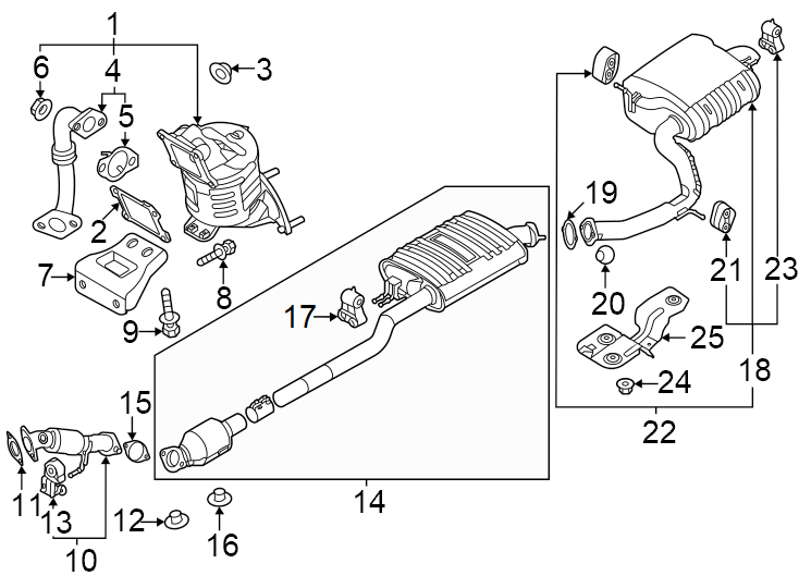 25Exhaust system. Exhaust components.https://images.simplepart.com/images/parts/motor/fullsize/1064339.png