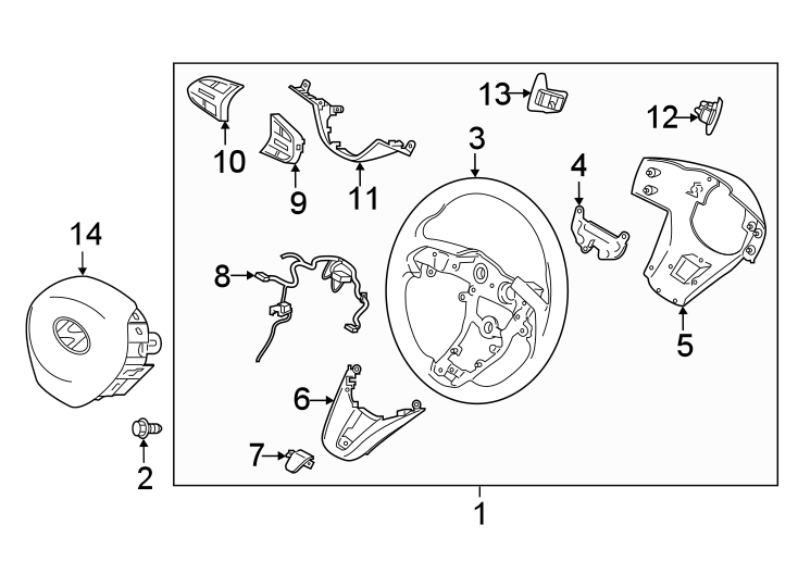 Diagram Steering wheel & trim. for your 2012 Hyundai Elantra   