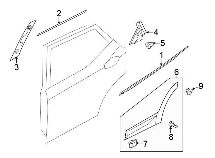 Diagram REAR DOOR. EXTERIOR TRIM. for your 2012 Hyundai Veloster   