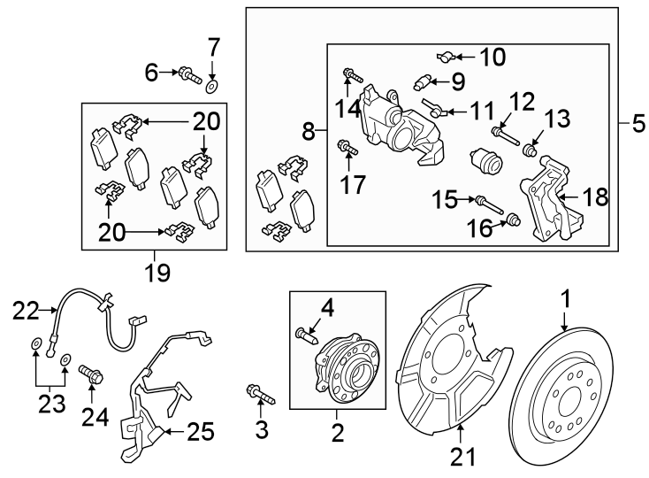 25Rear suspension. Brake components.https://images.simplepart.com/images/parts/motor/fullsize/1064742.png