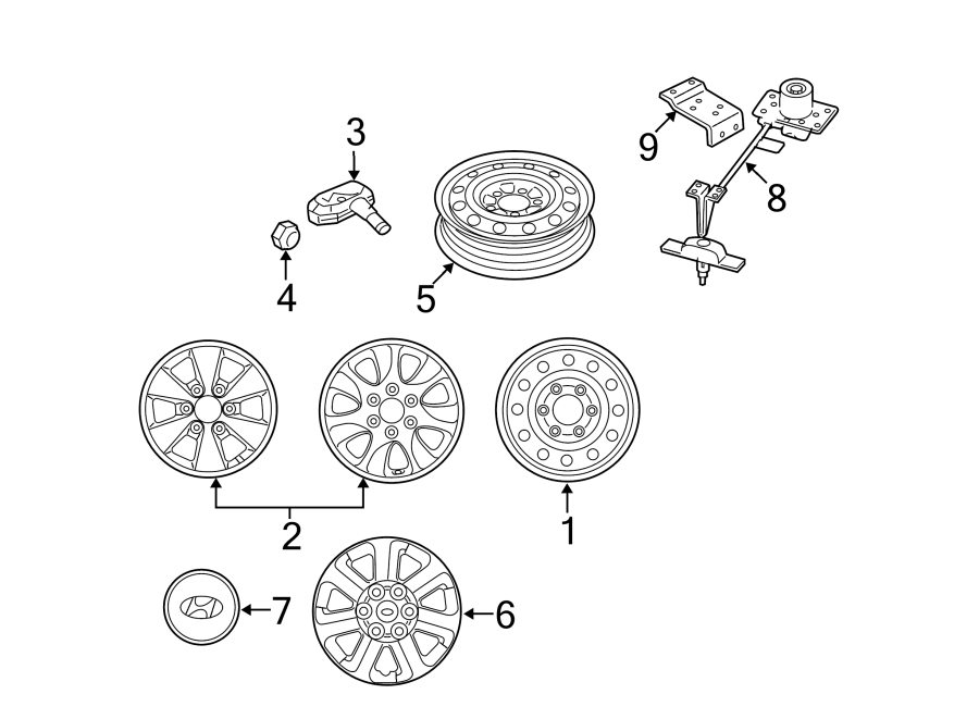 Diagram WHEELS. COVERS & TRIM. for your 2016 Hyundai Tucson 2.0L A/T FWD SE Sport Utility 