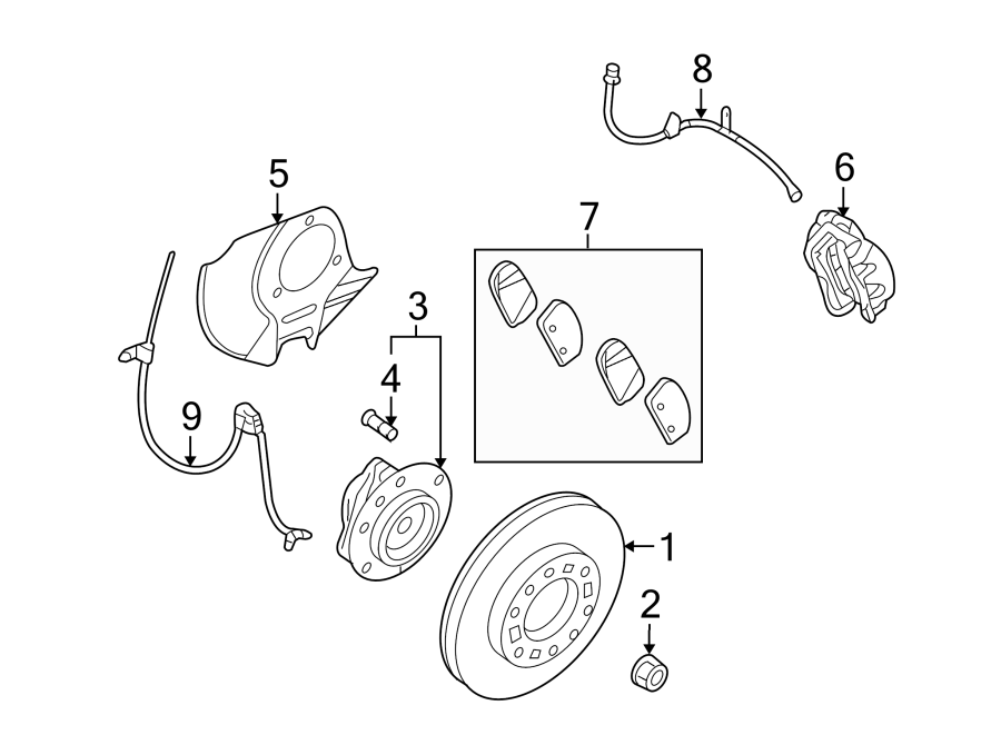 7Front suspension. Brake components.https://images.simplepart.com/images/parts/motor/fullsize/1065190.png