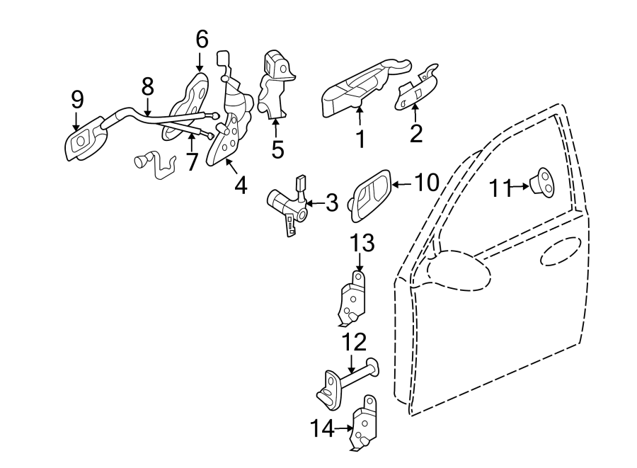 Diagram FRONT DOOR. LOCK & HARDWARE. for your 1999 Hyundai Elantra   