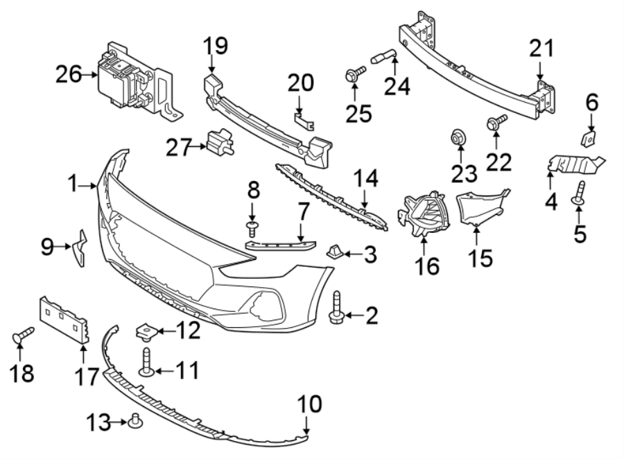 22Front bumper & grille. Bumper & components.https://images.simplepart.com/images/parts/motor/fullsize/1066010.png