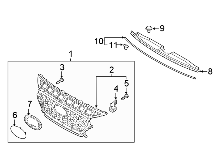 10FRONT BUMPER & GRILLE. GRILLE & COMPONENTS.https://images.simplepart.com/images/parts/motor/fullsize/1066015.png