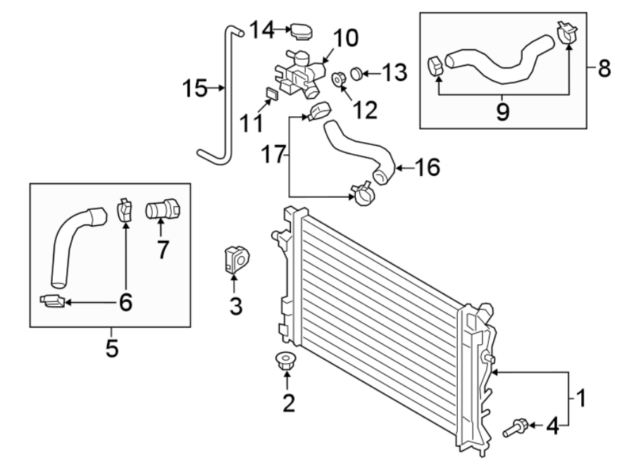 Diagram RADIATOR & COMPONENTS. for your Hyundai