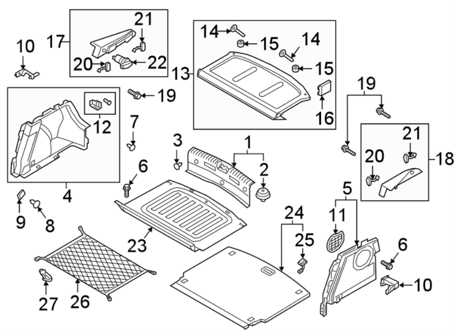 Diagram REAR BODY & FLOOR. INTERIOR TRIM. for your 2021 Hyundai Kona 2.0L A/T FWD SE Sport Utility 