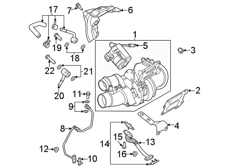 Diagram Turbocharger & components. for your 2022 Genesis G80 3.5L V6 A/T AWD Prestige Sedan 