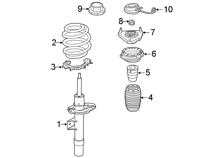Diagram Front suspension. Struts & components. for your 2021 Genesis G70   