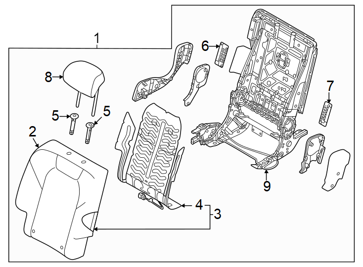 Diagram Seats & tracks. Rear seat components. for your 2024 Genesis Electrified GV70   