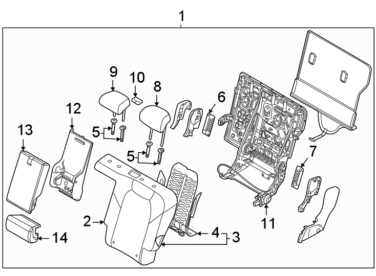 Diagram Seats & tracks. Rear seat components. for your 2024 Genesis Electrified GV70   