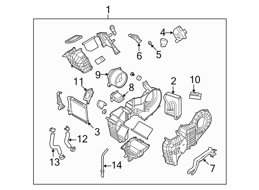 Diagram AIR CONDITIONER & HEATER. REAR EVAPORATOR. for your Hyundai
