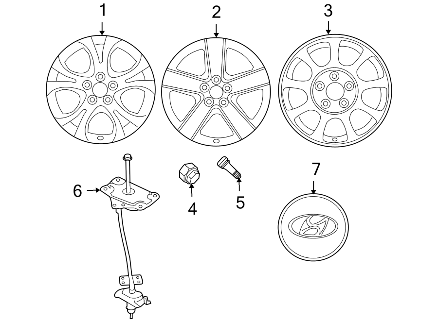 Diagram WHEELS. COVERS & TRIM. for your Hyundai