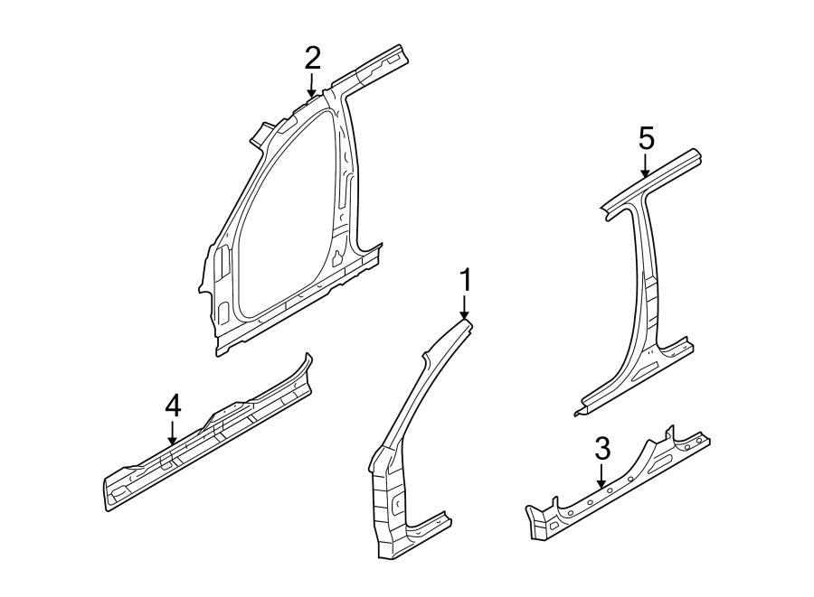 Diagram PILLARS. ROCKER & FLOOR. CENTER PILLAR. HINGE PILLAR. for your 2007 Hyundai Elantra   