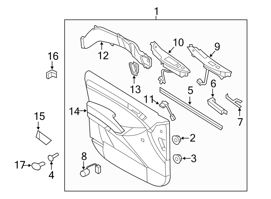 Diagram FRONT DOOR. INTERIOR TRIM. for your 2020 Hyundai Sonata   