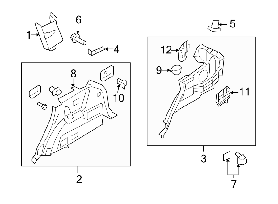 Diagram QUARTER PANEL. INTERIOR TRIM. for your 2007 Hyundai Tucson   