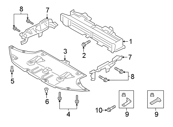 Diagram RADIATOR SUPPORT. SPLASH SHIELDS. for your 2020 Genesis G80 3.3L Lambda II V6 A/T RWD Sport Sedan 