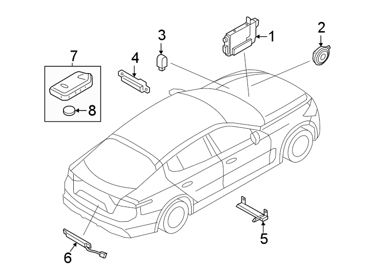 Diagram KEYLESS ENTRY COMPONENTS. for your Genesis G70  