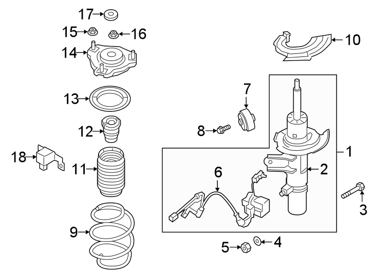 Diagram FRONT SUSPENSION. STRUTS & COMPONENTS. for your 2022 Genesis G70   