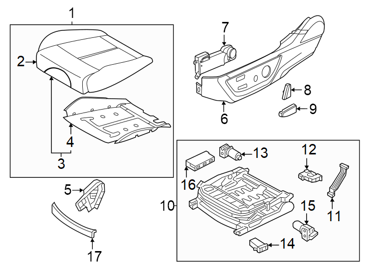 Diagram SEATS & TRACKS. DRIVER SEAT COMPONENTS. for your Genesis