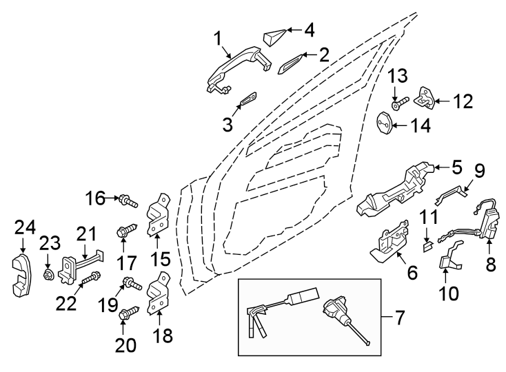 Diagram FRONT DOOR. LOCK & HARDWARE. for your 2023 Genesis GV80 3.5L V6 A/T Base Sport Utility 
