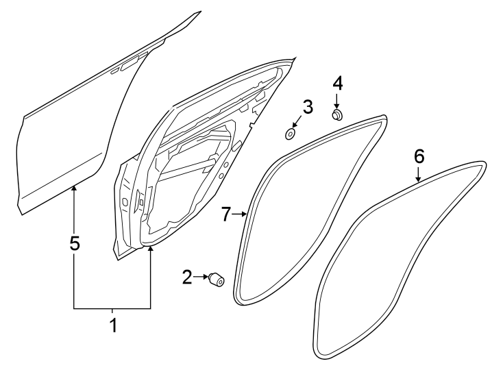 Diagram REAR DOOR. DOOR & COMPONENTS. for your 2024 Genesis Electrified GV70   