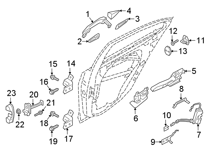 Diagram REAR DOOR. LOCK & HARDWARE. for your 2023 Genesis GV80 3.5L V6 A/T Base Sport Utility 
