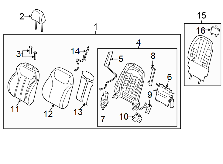 Diagram Seats & tracks. Driver seat components. for your Hyundai