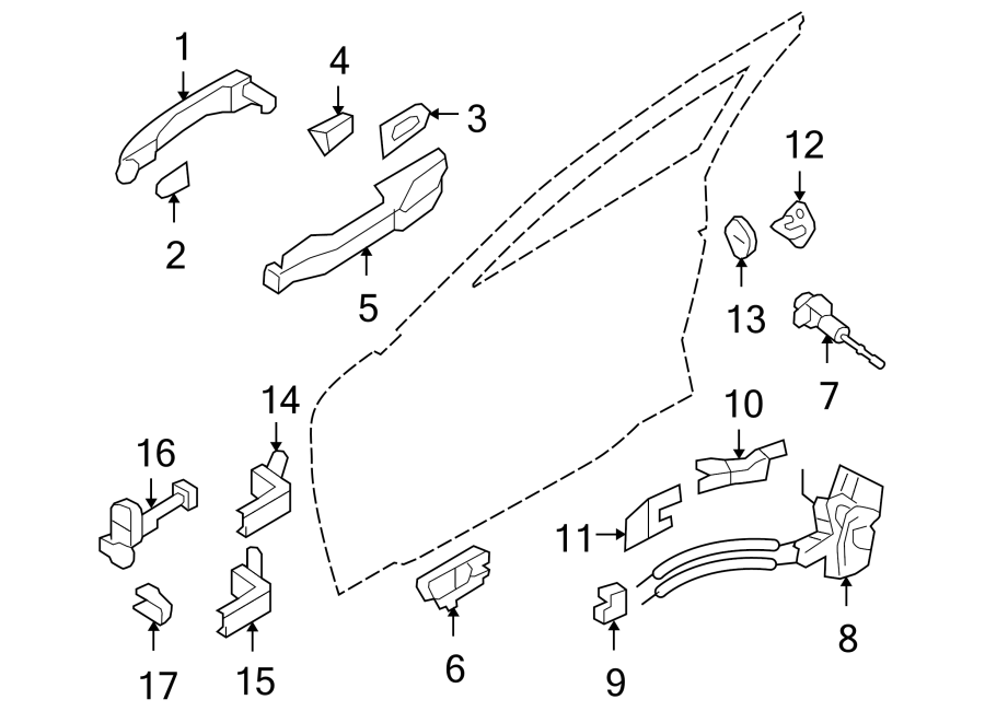 Diagram FRONT DOOR. LOCK & HARDWARE. for your Hyundai